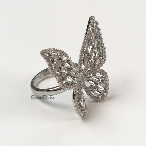 New Charming Charlie Butterfly Statement Ring ~ CZ Crystal Butterfly Cocktail - Picture 8 of 15